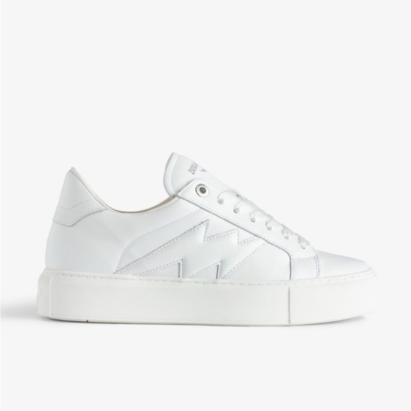 NIB Zadig & Voltaire Sneakers Women’s White Size 10 US Low-Top La Flash Chunky - Picture 1 of 15